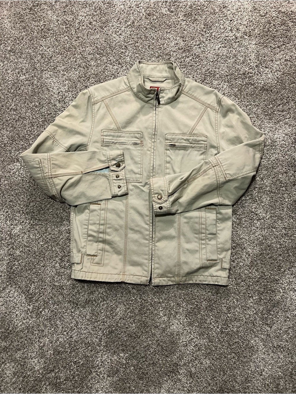 Cole Haan Light Beige Zip-Front Utility Jacket